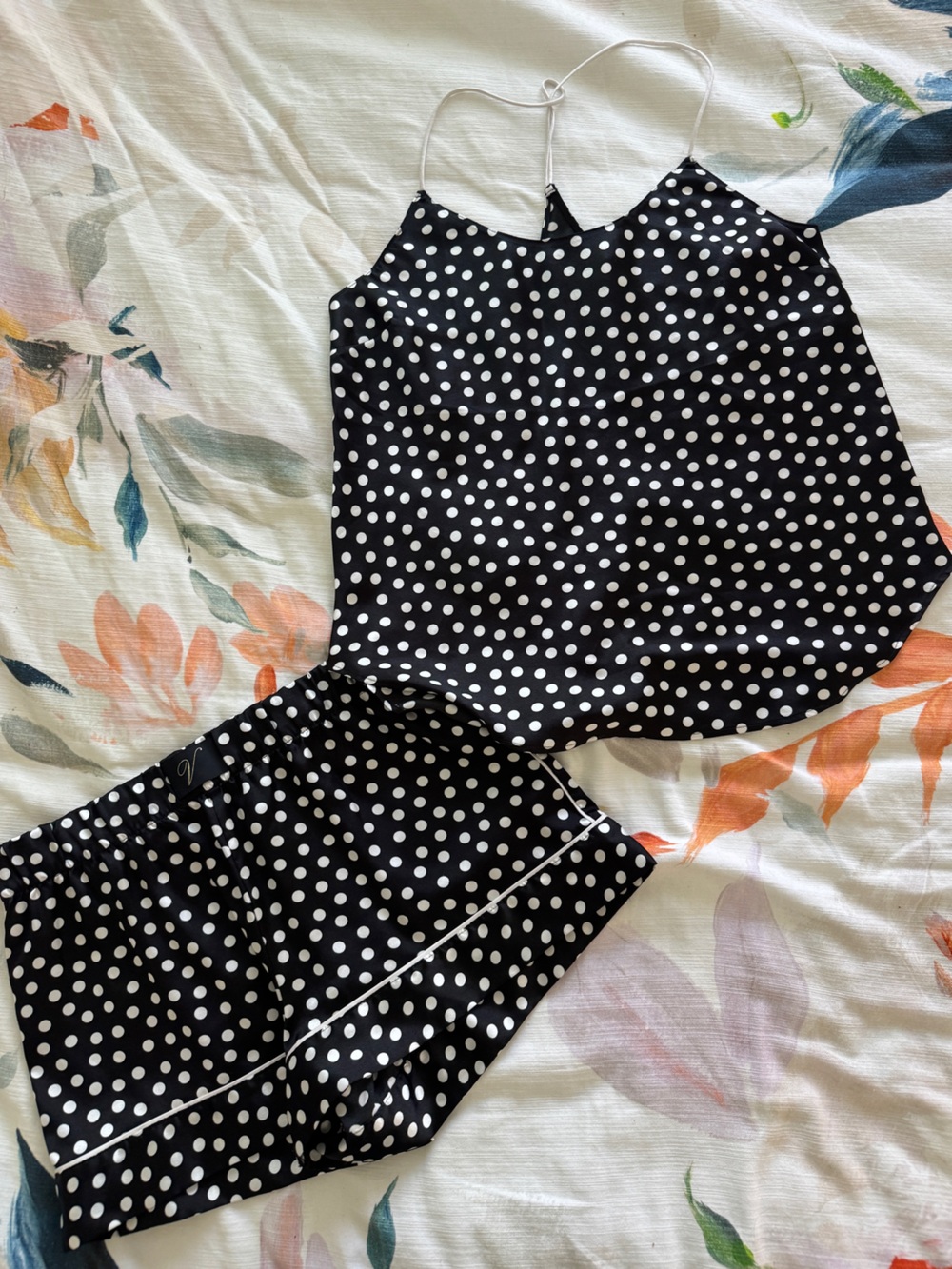 Victoria's Secret Black & White Polka Dot Pajama Set